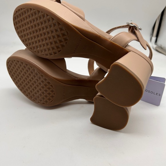 Aerosoles Cosmos Nude Leather Block Heel Platform Sandals Women's 5.5M NEW - Picture 5 of 11